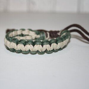 Green and tan hemp "Paracord" style bracelet Adjustable